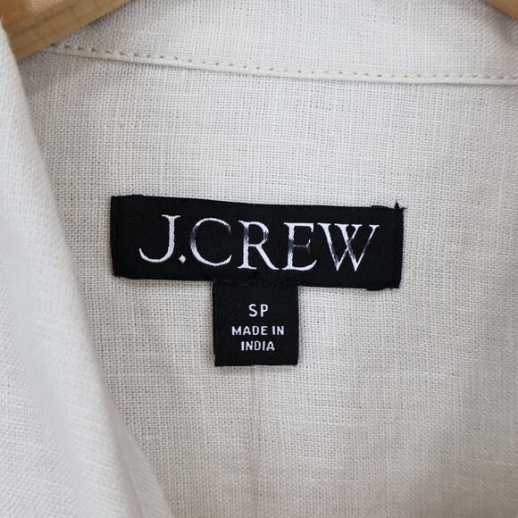 J.Crew Petite Utility Linen Shirtdress Natural Size Small Petite NWT - Picture 4 of 9